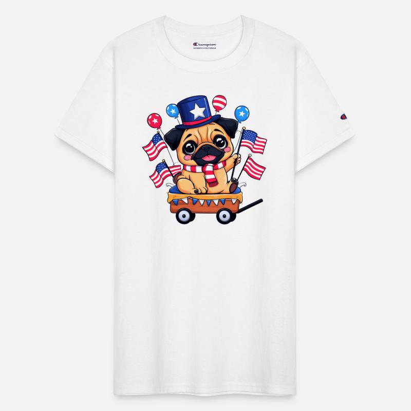 Cute Pug Parade Car Us Flag American Star Hat
