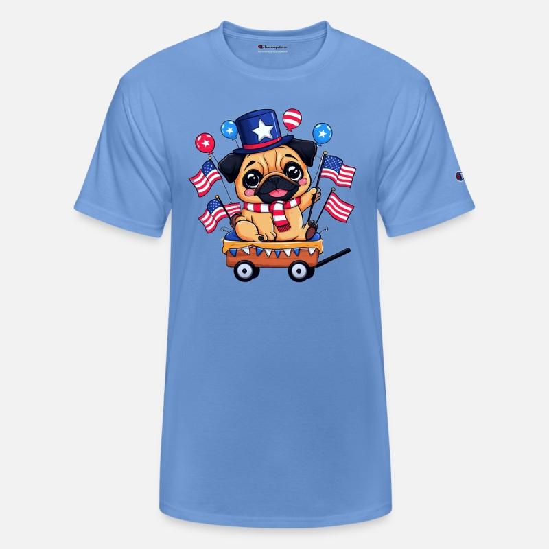 Cute Pug Parade Car Us Flag American Star Hat