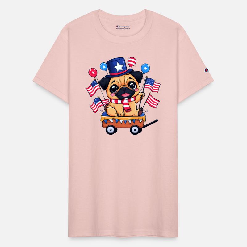 Cute Pug Parade Car Us Flag American Star Hat