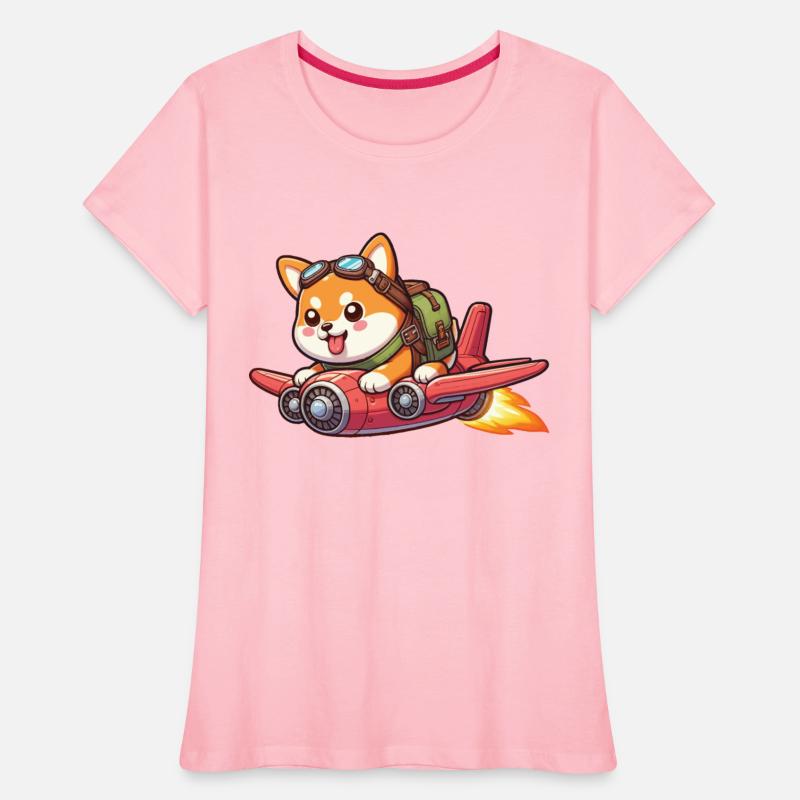 Cute Shiba Inu Flying Jet Airplane