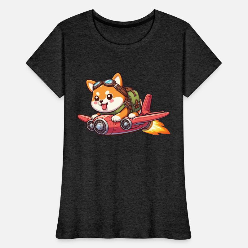 Cute Shiba Inu Flying Jet Airplane