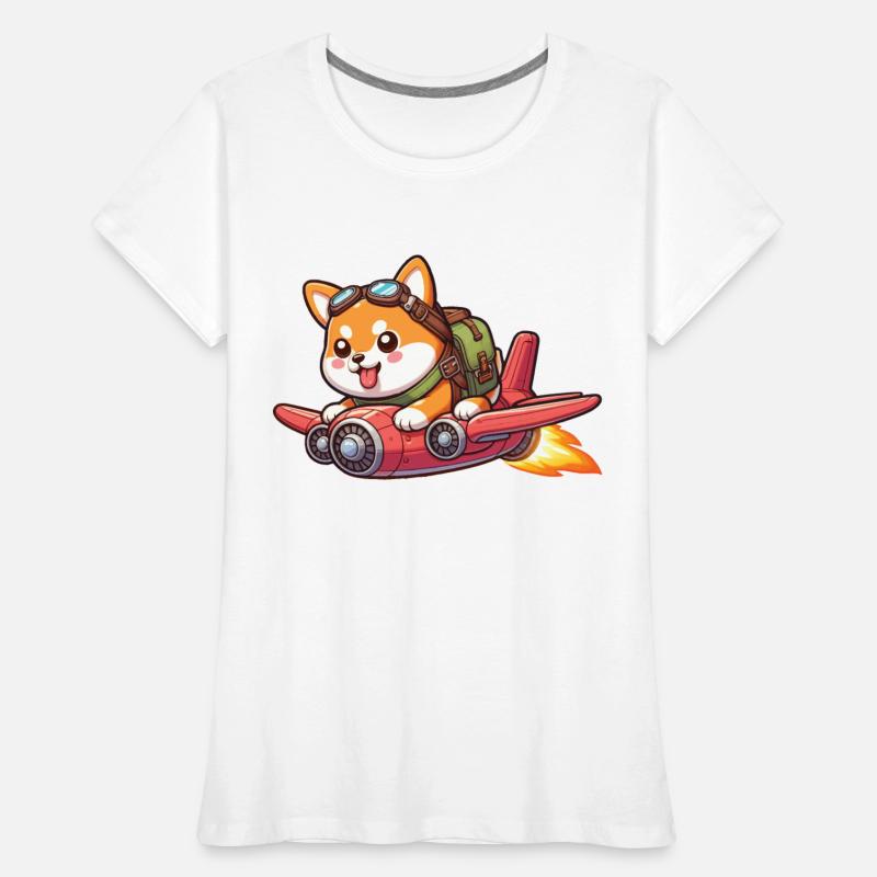 Cute Shiba Inu Flying Jet Airplane