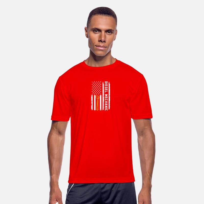 Diesel Mechanic American Flag USA Truck Mechanic