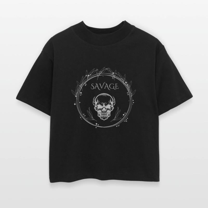 "Savage Skull Circle – Dark Gothic Tribal T-Shirt